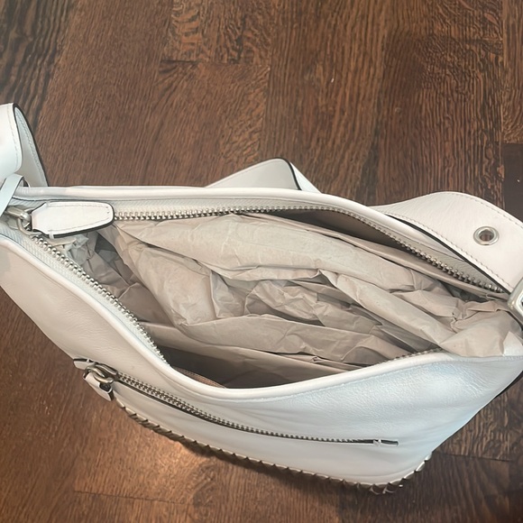 White Leather Studded Coach Bag NWT - Picture 7 of 11